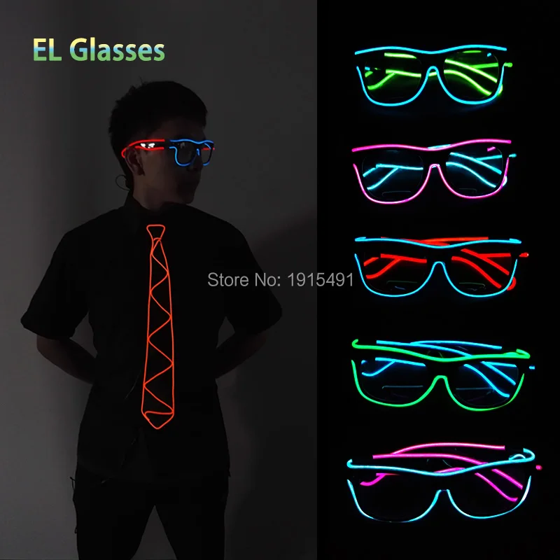 Яркие двухцветные смешанные синие + светло-зеленые EL провода очки праздничное