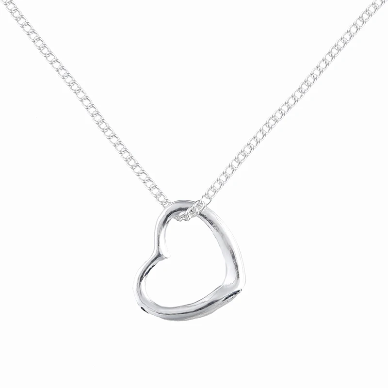 Лидер продаж сверкающее ожерелье с подвеской в виде сердца посеребренные