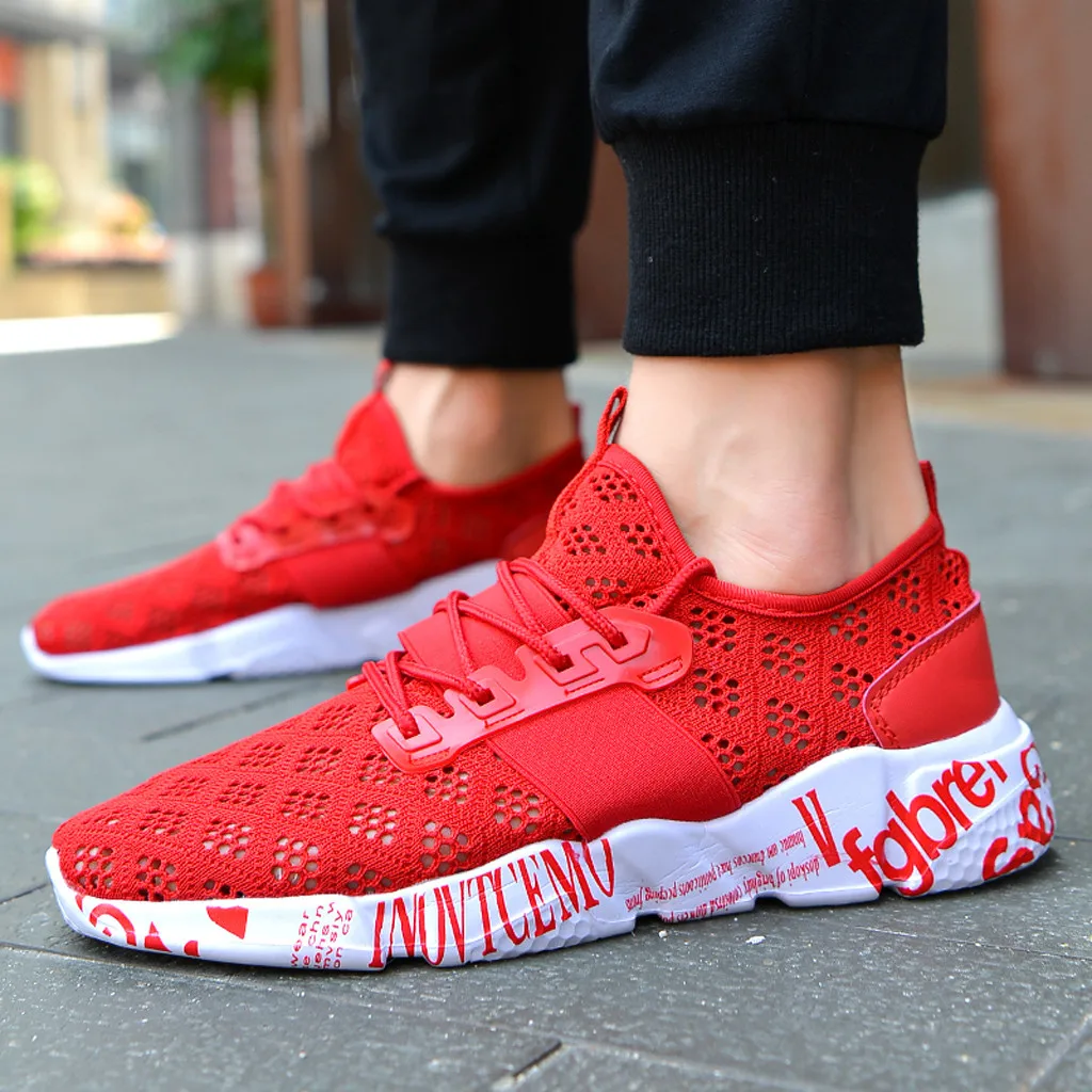 Кроссовки мужские сетчатые легкие дышащие плетеные спортивная обувь для бега