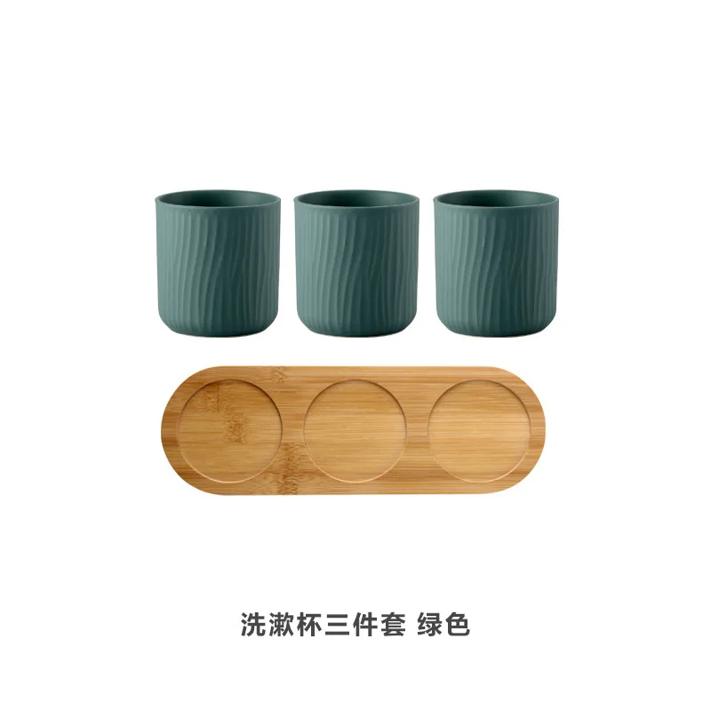 4pcs WSHYUFEI немой светильник Дерево Узор оригинальность керамика полоскание чашки 300 мл семья любителей ванная комната набор аксессуары держатель зубной щетки - Цвет: 4pcs