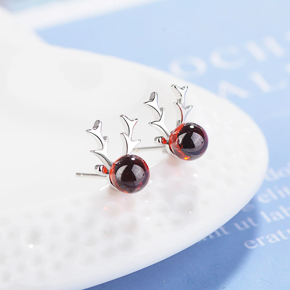LIDAVI 925 Серебряный гранатовый кристалл вешалка рога оленя Стад Серьги для Для