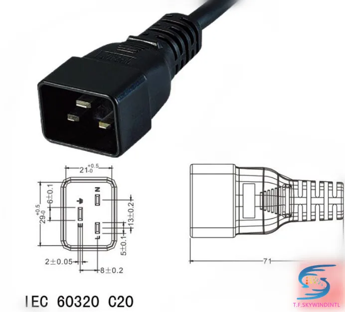 Бесплатная доставка компьютерный кабель IEC32 питания для сервера PDU/UPS C20 C21 Male 16A/250V