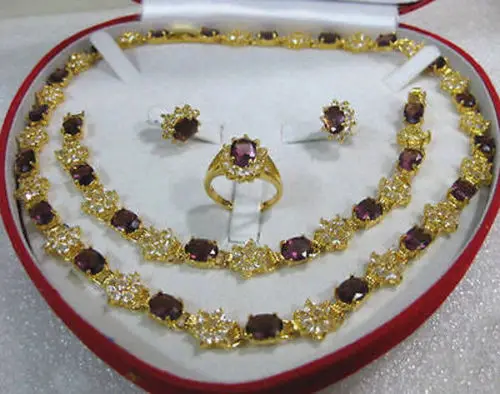 

FREE shipping>women's jewelry purple Necklace Bracelet Earring Ring