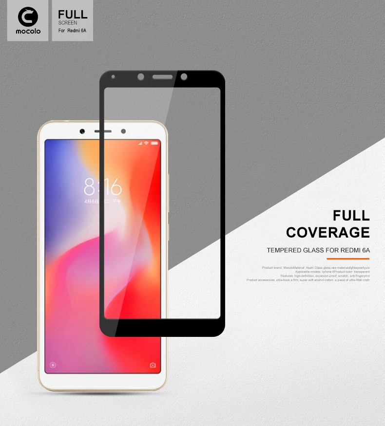 Mocolo Новое поступление закаленное стекло для Xiaomi Redmi 6 Pro Полное покрытие Защита экрана для Xiaomi A2 Lite стеклянная пленка