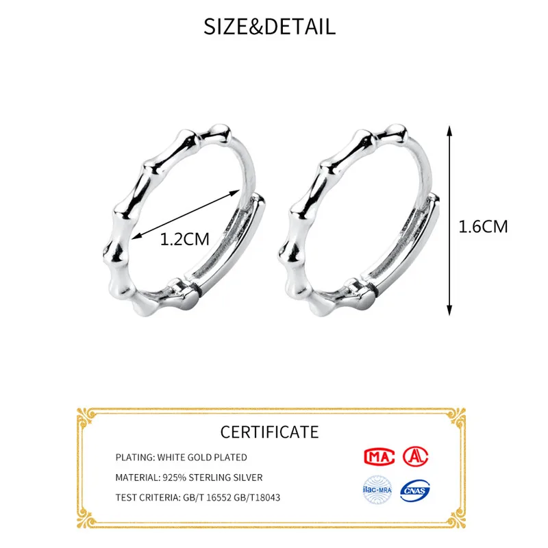 INZATT, настоящее Серебро S925 пробы, геометрические круглые серьги-кольца, минималистичный бамбуковый узел, уникальный стиль, для женщин, хорошее ювелирное изделие, подарок