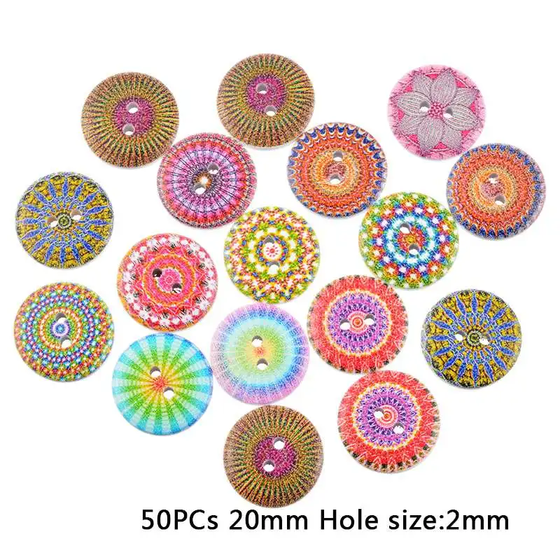 50pcs N Hoomall 50 шт. национальные пуговицы из чистого дерева для скрапбукинга, декоративные пуговицы 25 мм, Швейные аксессуары, разные цвета - Цвет: 50pcs N