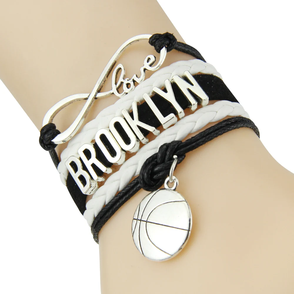 Браслет для футбольной команды Infinity Love Brooklyn черно-белый спортивный CJDropShipping |