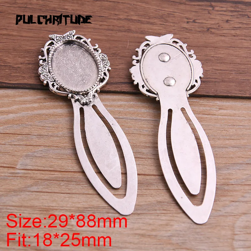2pcs Two Color 18*25mm Cameo Steel Hollow Bookmarks Oval Cabochon Settings Jewelry Blank Charm | Украшения и аксессуары