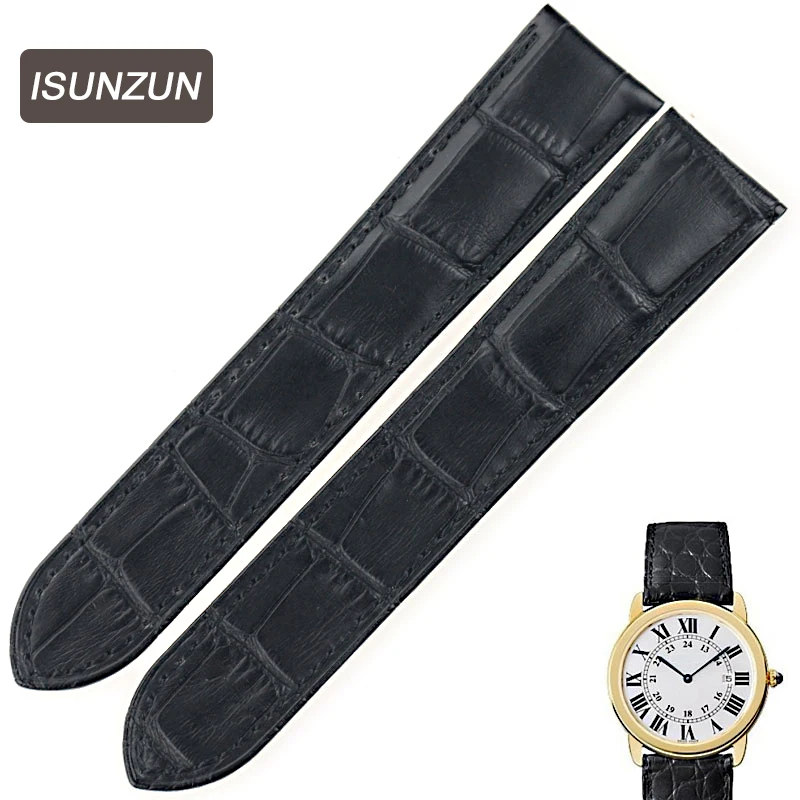 Isunzun часы ремешок для CARTIER Tank Solo W6700255 Натуральная кожа 16 17 20 23 мм браслет мужчин