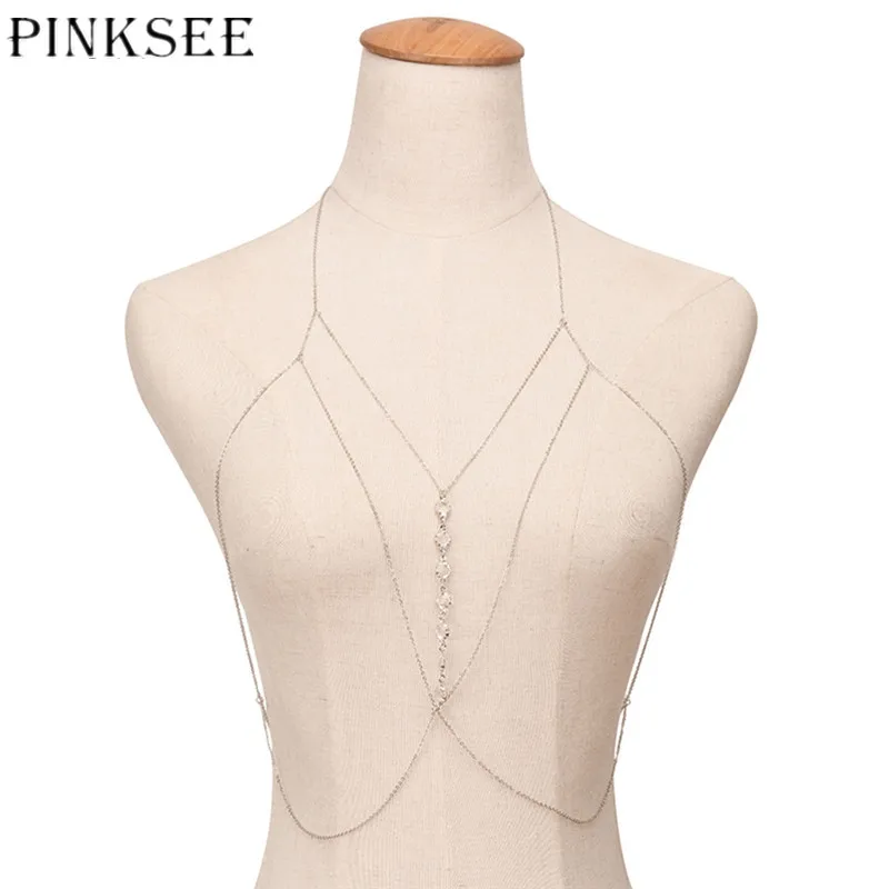 Женский купальник бикини PINKSEE с кристаллами 1 шт.|belly body chain|chain bodybelly waist chain |