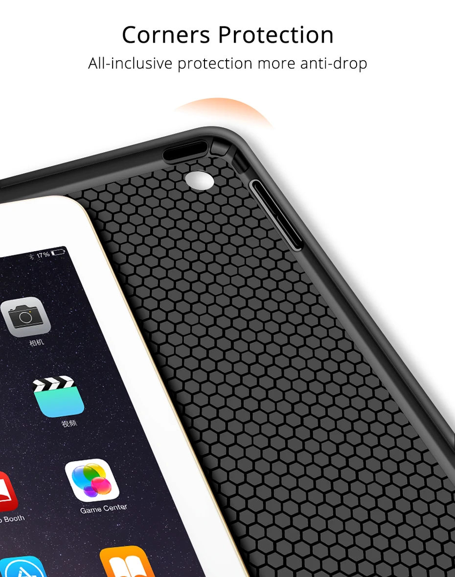 Умный чехол для iPad 9,7 с магнитной подставкой из искусственной кожи, силиконовый мягкий чехол на заднюю панель для iPad, чехол 6-го 5-го поколения