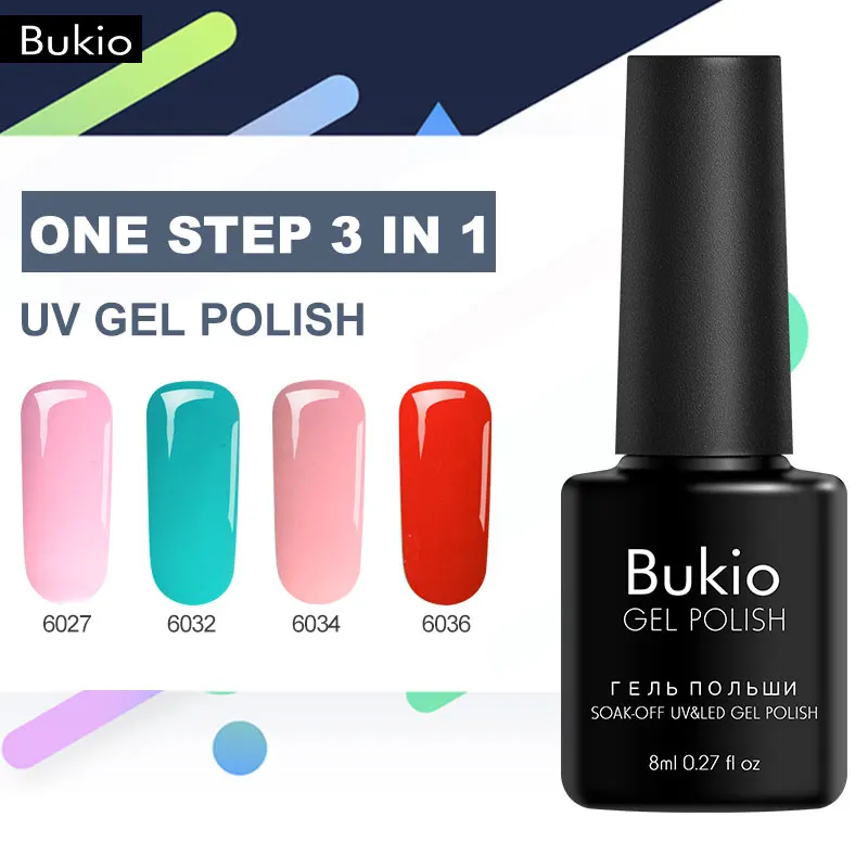 Гибридный лак Bukio 3 в 1 Полупостоянный УФ для ногтей 8 мл|Гель ногтей| |