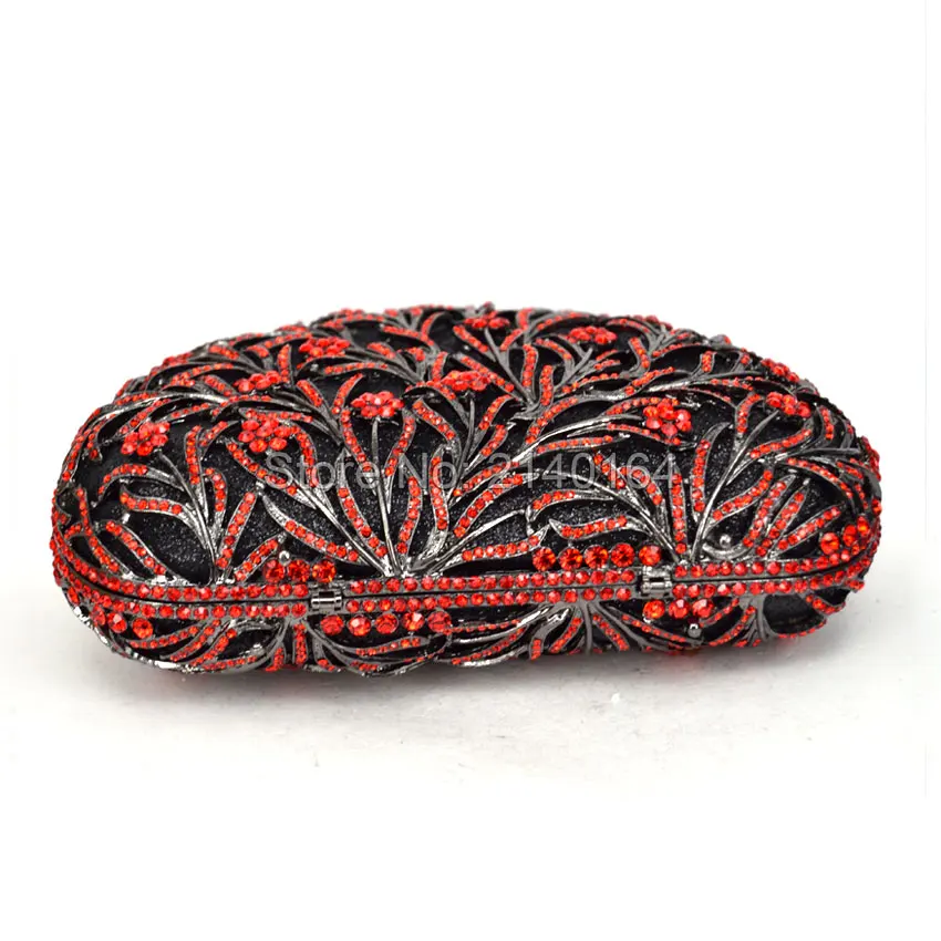 Ручная работа металлический красный кристалл горный хрусталь вечерний черный