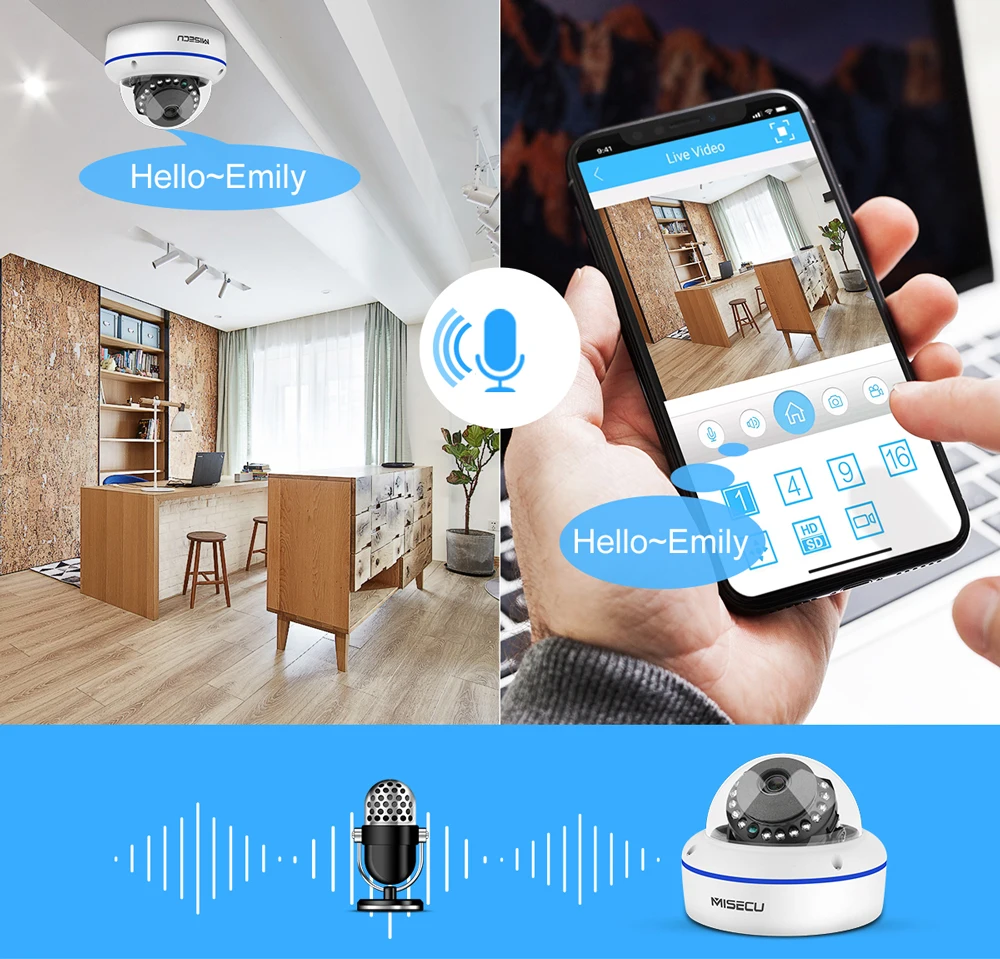 H.265 1080 P PoE камера безопасности Системы комплект аудио записи IP Камера 2MP ИК