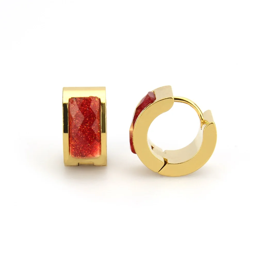 Женские серьги кольца из нержавеющей стали с фианитом|fashion hoop earrings|hoop earringsmulticolor