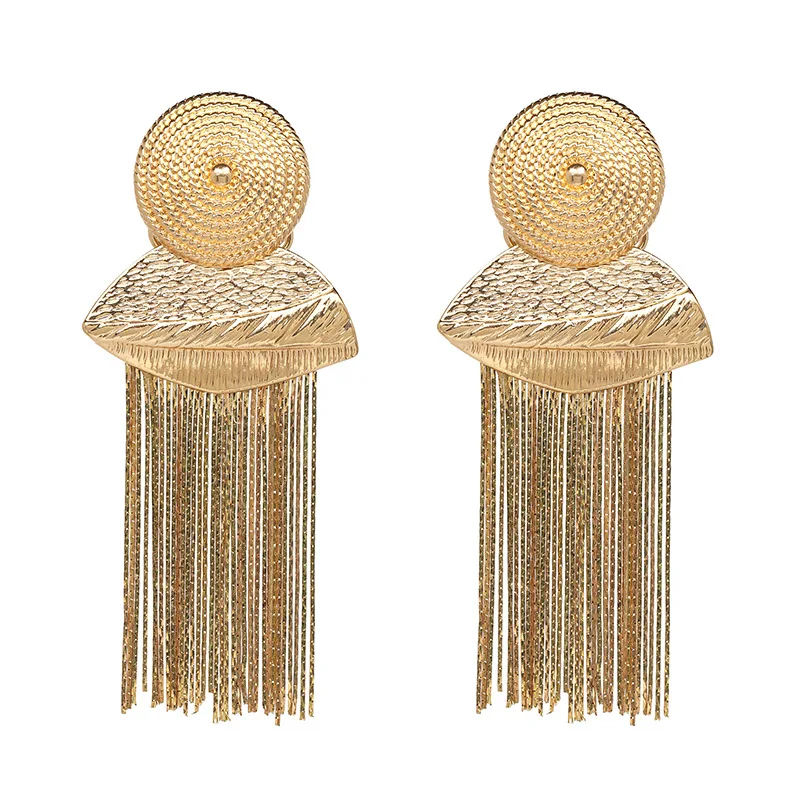 JZYN new Vintage Metal Chain Tassel Statement Dangle Drop Earrings For Women Trendy Geometric Jewelry | Украшения и аксессуары