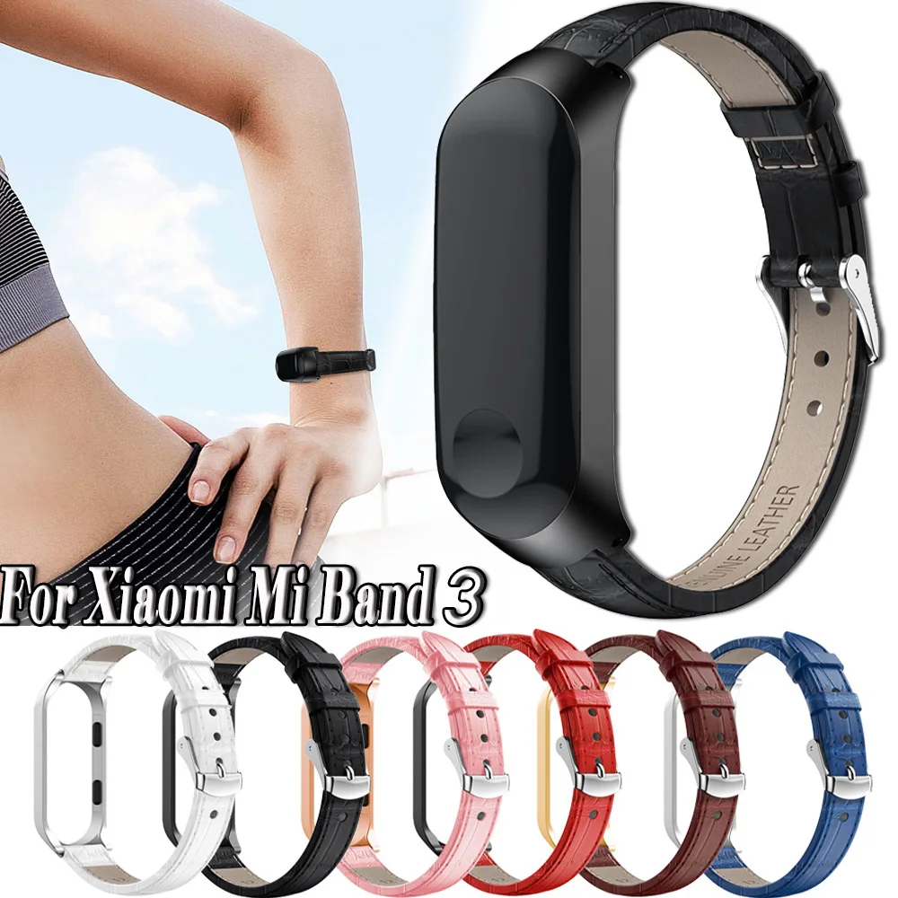Ремешок из натуральной кожи с узором крокодиловая кожа для Xiaomi Mi Band 3 Miband