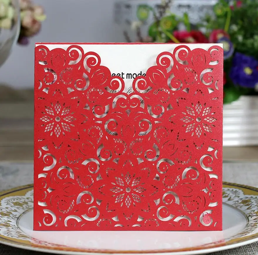 100 шт. кружевные открытки приглашения для свадебной вечеринки|cards for wedding|flower cardscard