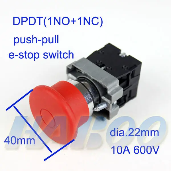 1 шт. электрический выключатель с грибовидной головкой 22 мм 10 А 600 В|switches electrical|dpst