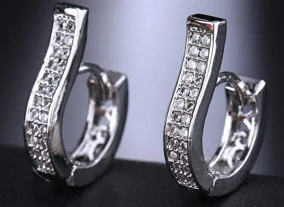 white gold Emmaya,, роскошные серебряные золотые серьги, циркониевые серьги-гвоздики, женские классические свадебные серьги - Окраска металла: white gold