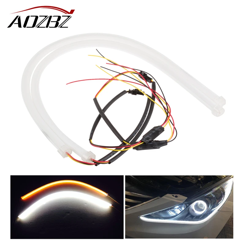 

2pcs 60cm Flexible Soft DRL Car LED Tube Strip Style Daytime Running Lights Car Headlight Turn Signal Light Parking Lamps