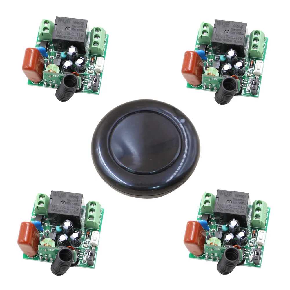 

Беспроводной переключатель системы дистанционного управления AC220V RF пульт дистанционного управления Переключатель 1CH 10A Мини реле 4 приемни...