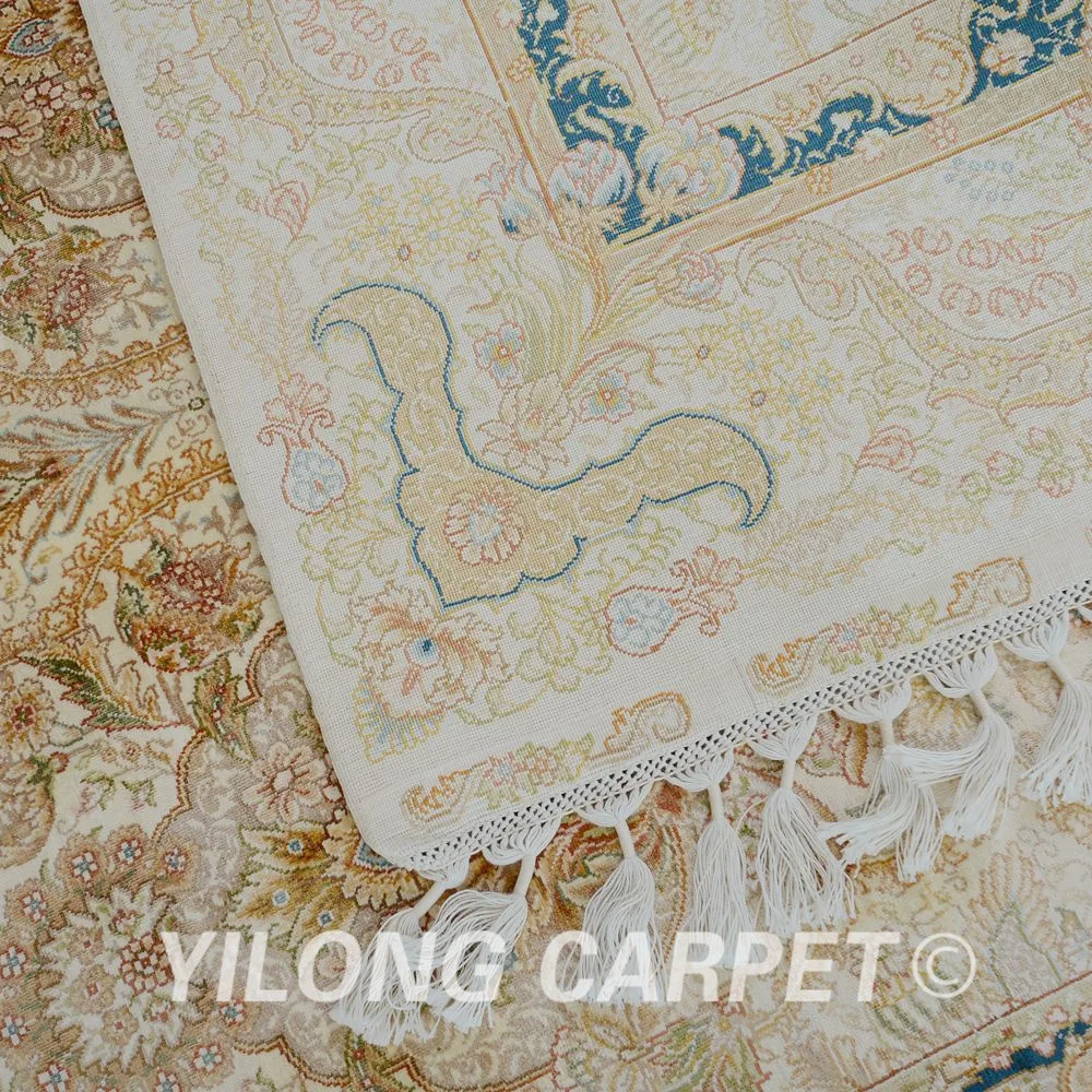 

Yilong 4.3'x6.5' Turkish carpet beige handmade vantage fine oriental rugs (1720)