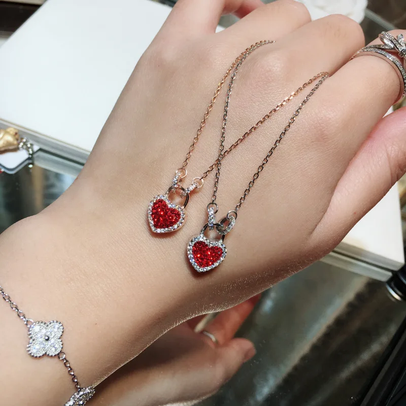 Quality Women Statement Necklace Hot Selling Double Sided Zircon Heart Pendant 925 Sterling Silver Link | Украшения и аксессуары