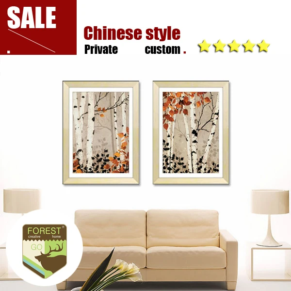 Классические белые картины на холсте из липы леса, декор стены деревьев, искусство для дома, рукоделие, осенняя картина падающих листьев.