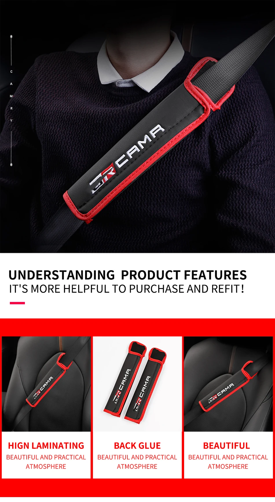My Good Car Seat Belt Shoulder Cover Anti-Leather Cover Belt Cover for Toyota Camry 8th- Car accessories
