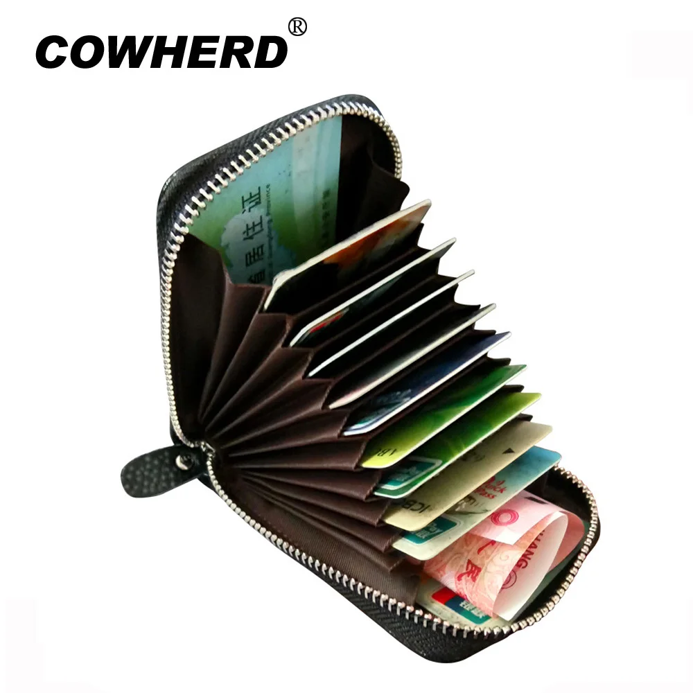 Cowherd Top Layer Genuine Cow Leather Unisex ID Card Holder 13 Slots Wallet Credit Business Cards Bag Hot selling | Багаж и сумки