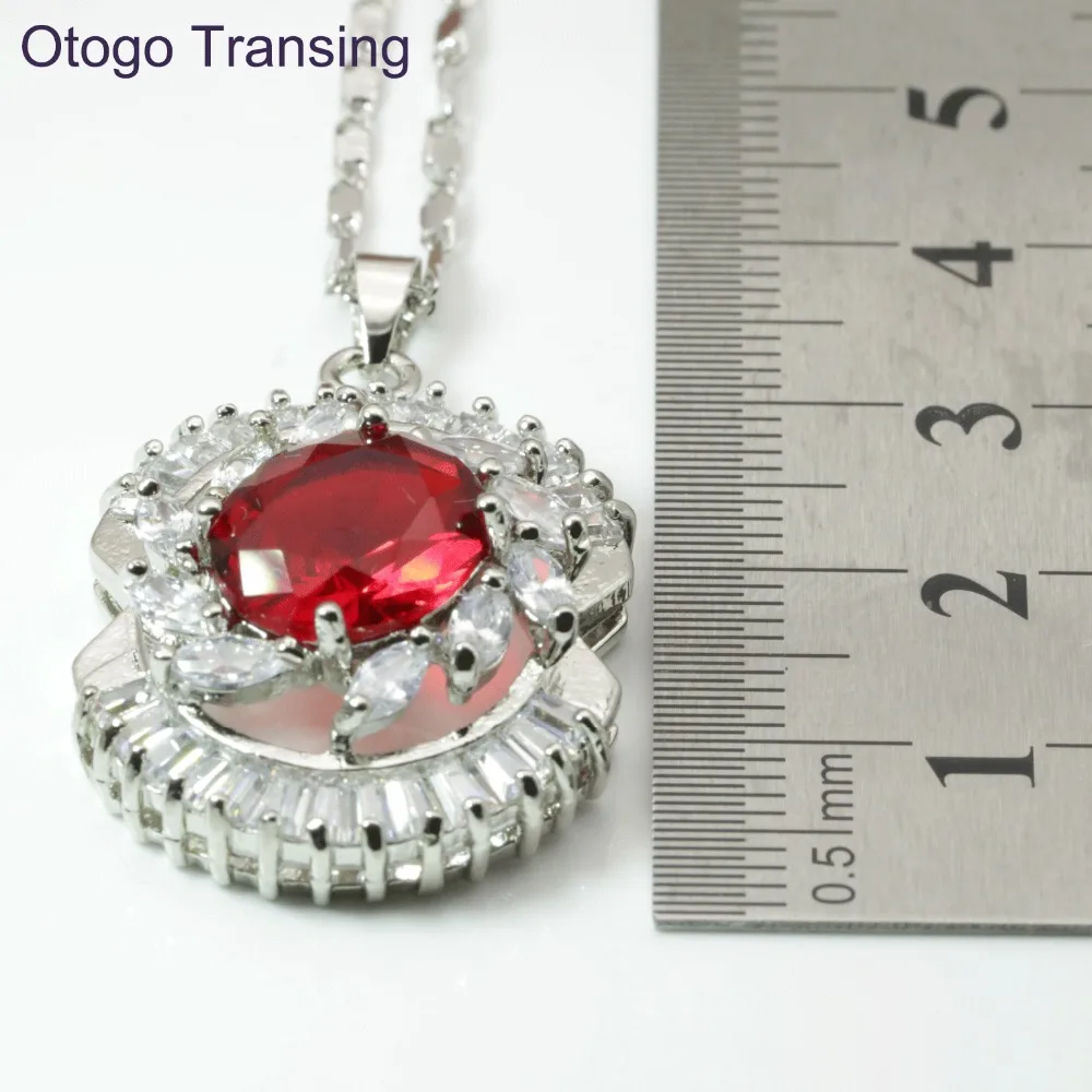 Otogo Новый Желтый Цвет Красный Циркон Свадебные с ожерелья/серьги/Кольцо