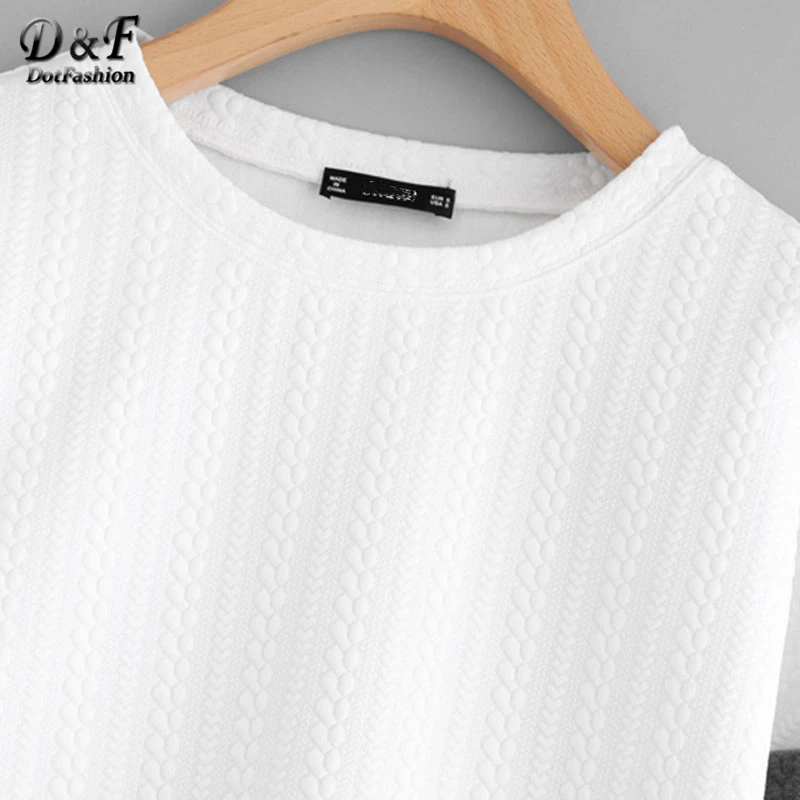 Модный текстурный Свитшот Dotfashion, женский свитер с длинным рукавом, пуловер, осень, разноцветная толстовка с круглым вырезом