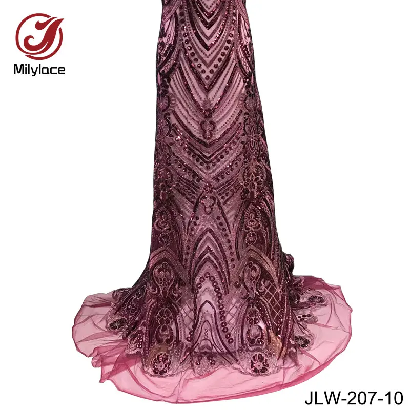 color 10 Вышитая кружевная ткань с блестящими блестками нигерийская французская Тюлевая кружевная ткань высокого качества африканская кружевная ткань для вечерние JLW-207 - Цвет: color 10