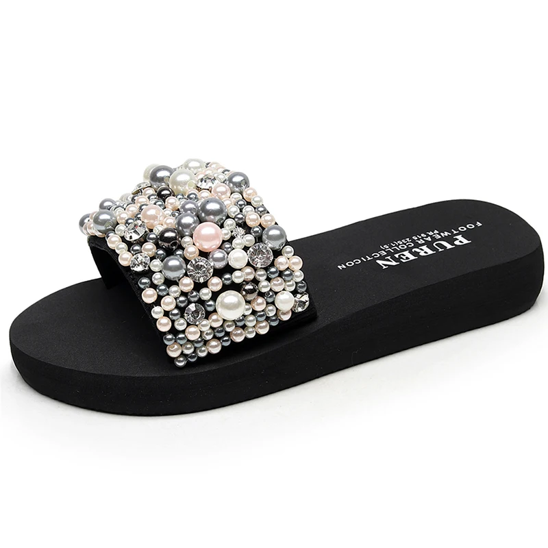3CM heels Прямая поставка женский сандалии на клиновидной платформе женские сандалии на высоком каблуке и Torridity Босоножки Стразы в богемном стиле обувь для пляжного отдыха ZXXS88 - Цвет: 3CM heels