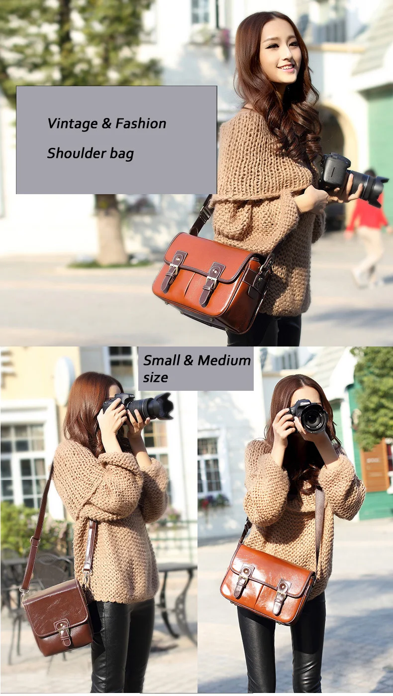 Roadfisher PU Leather Vintage DSLR Photography Travel Camera Bag Shoulder Messenger Insert Case For Canon Nikon Sony Pentax | Электроника