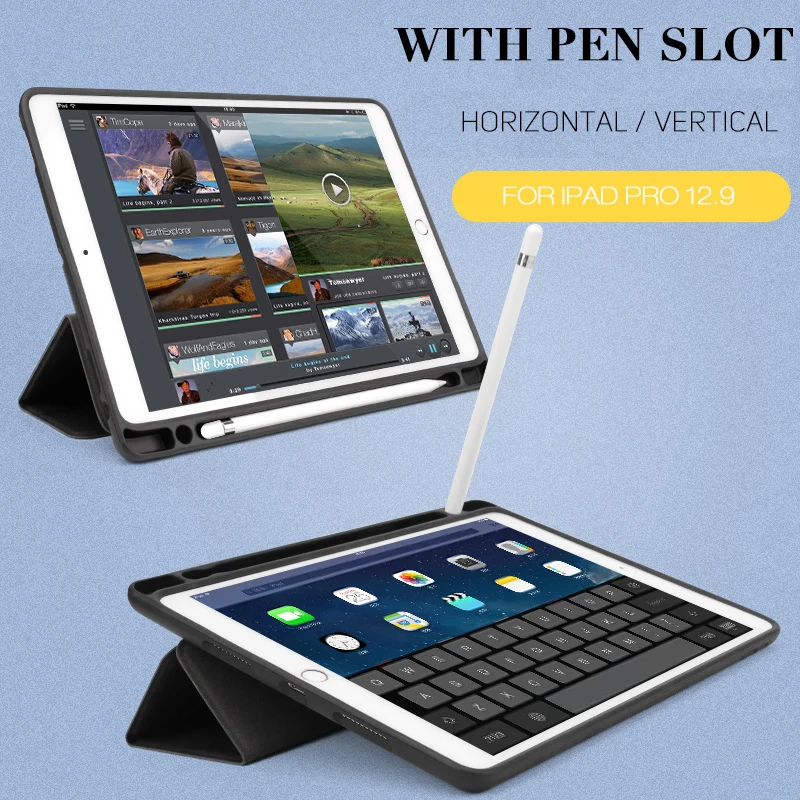 KpGoing для IPad Pro 12,9 чехол Винтажный чехол с карандашом держатель Авто Сон силиконовый мягкий умный чехол для Apple IPad Pro 12,9