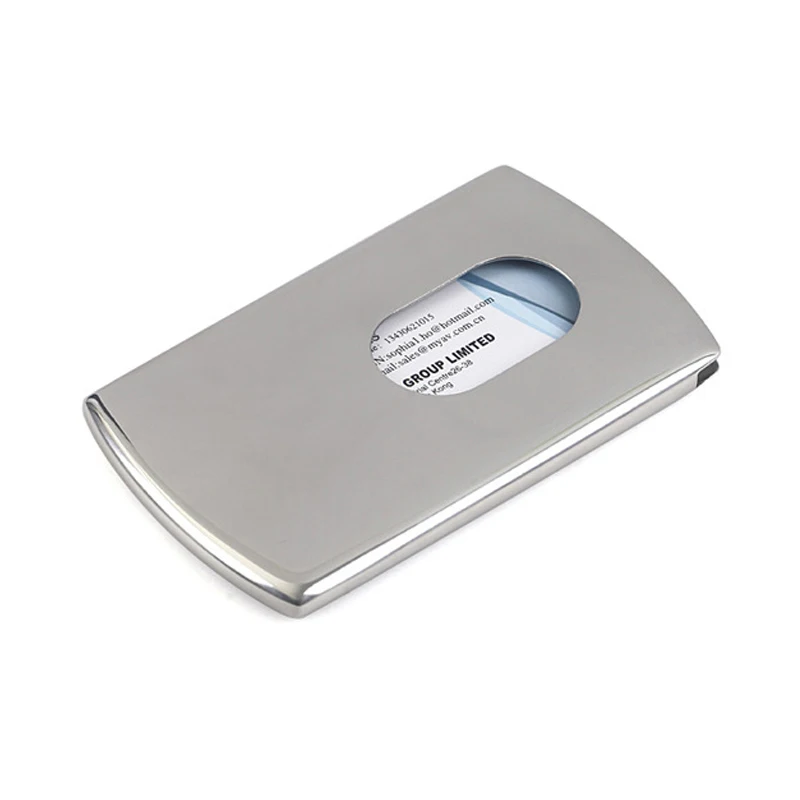Fashion Thumb Slide Out Stainless Steel Business card holder pocket metal case for men black box packing | Багаж и сумки