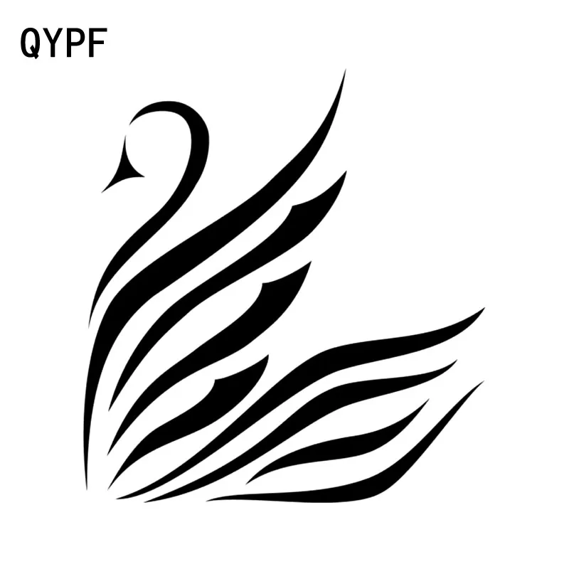 QYPF 13 6 см * 14 5 Лебедь классический профиль птицы и Feathe декоративный автомобильный