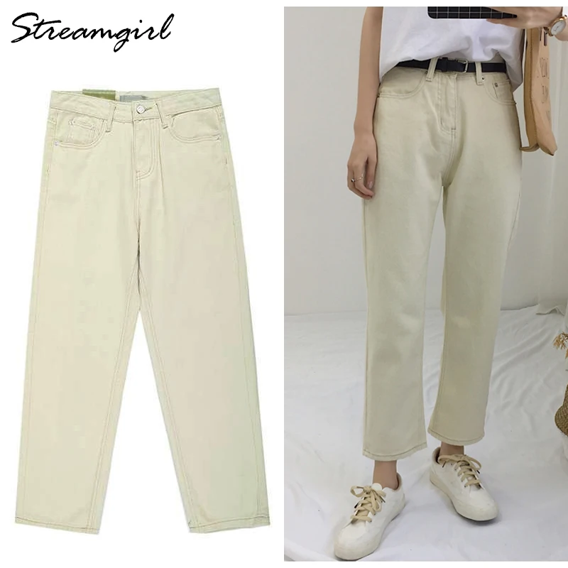 Эластичные белые джинсы с высокой талией женские джинсовые брюки Капри