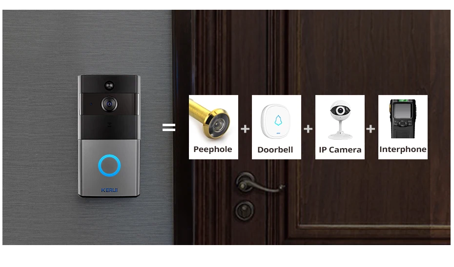 KERUI Tuya Smart Life беспроводной WiFi видеодомофон дверной звонок 2MP 1080P телефонный звонок Дверной звонок Домашняя безопасность камера ночного видения