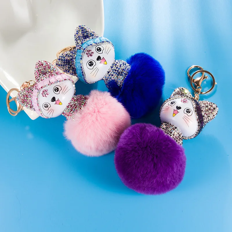 Новое поступление Мода кулон сыр Lucky Cat кролика рекс меховой брелок для