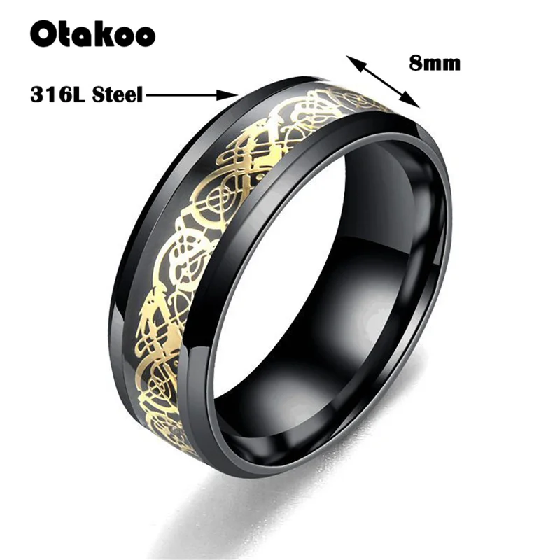 Мужское Винтажное кольцо Otakoo Золотое с драконом и из нержавеющей стали 316L для
