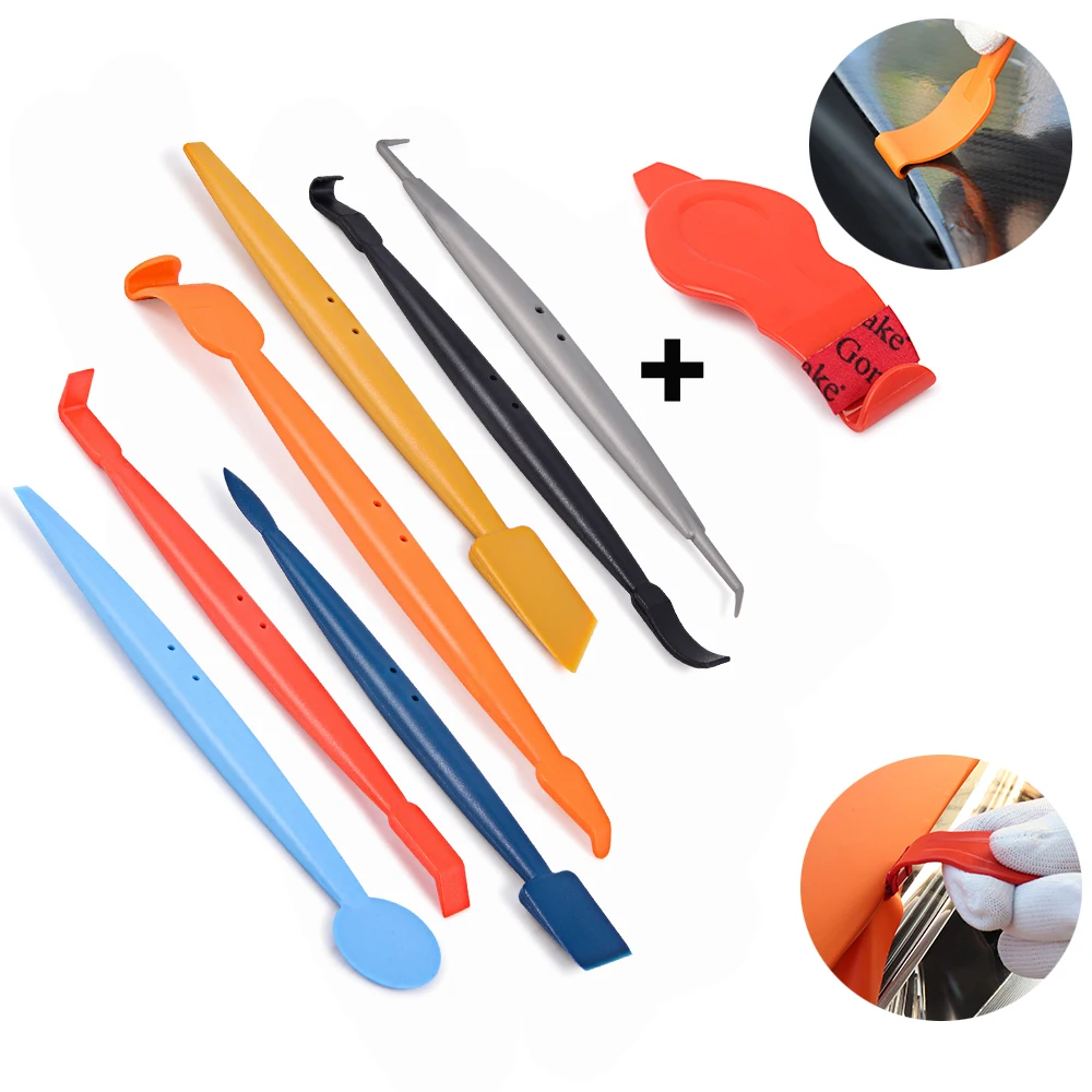 

EHDIS 8 шт./компл. углеродный Магнитный скребок для обмотки автомобиля, скребок для обмотки углов, инструмент для установки наклеек на машину, инструменты для укладки