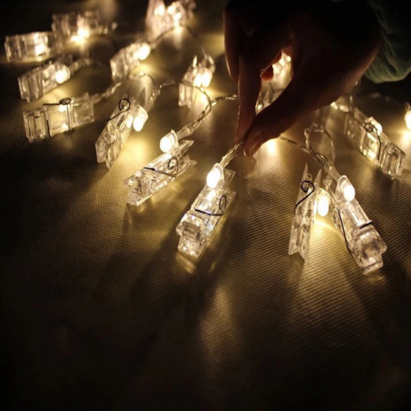 

1.2M 10 LED Card Pictures Photos Clips Pegs Bright String Light Lamp Indoor Home Party Festival Decor