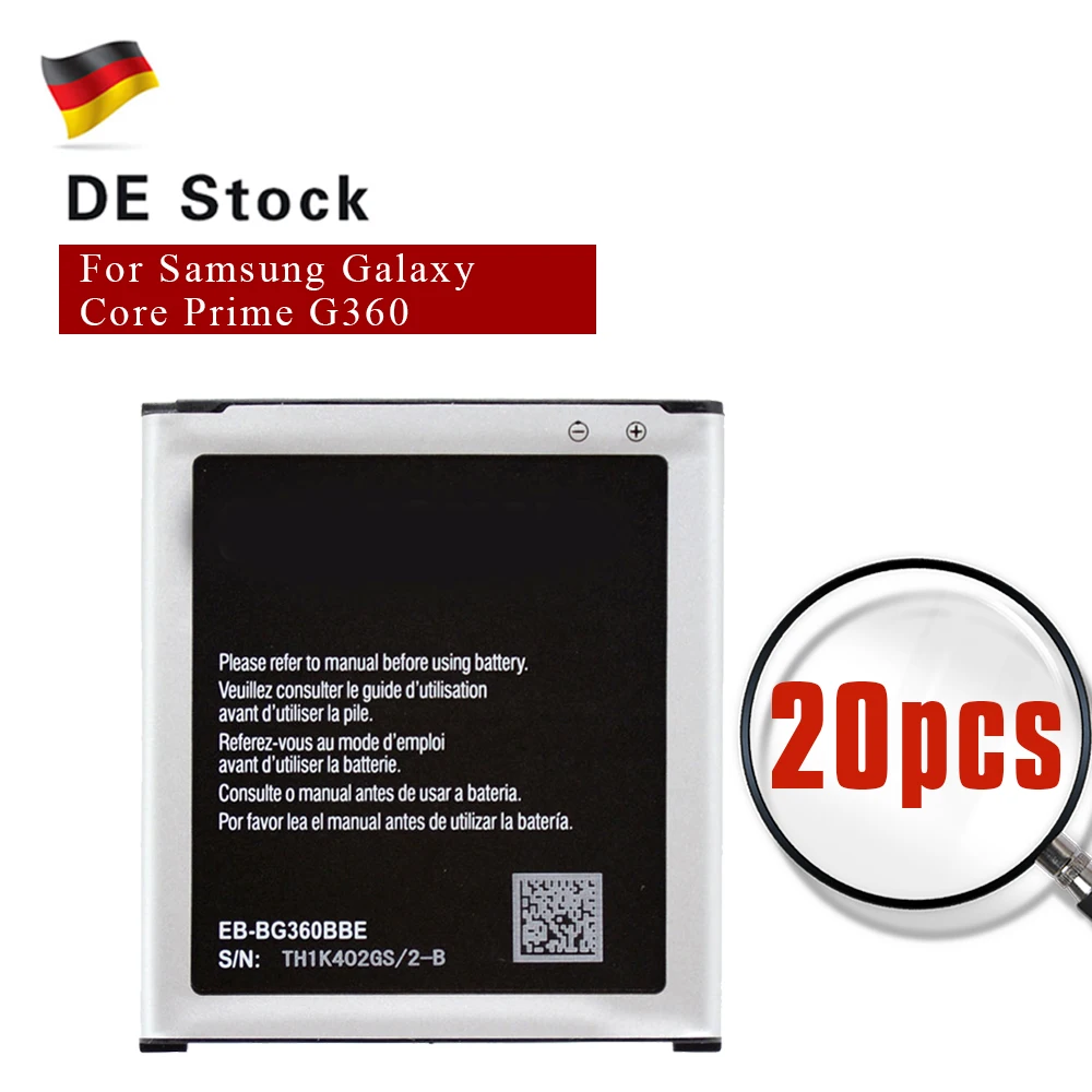 20 шт. батареи EB-BG360BBE для samsung Galaxy Core Prime G360 G361 G3606 G3608 G3609 EB-BG360CBE лучшее качество ЕС