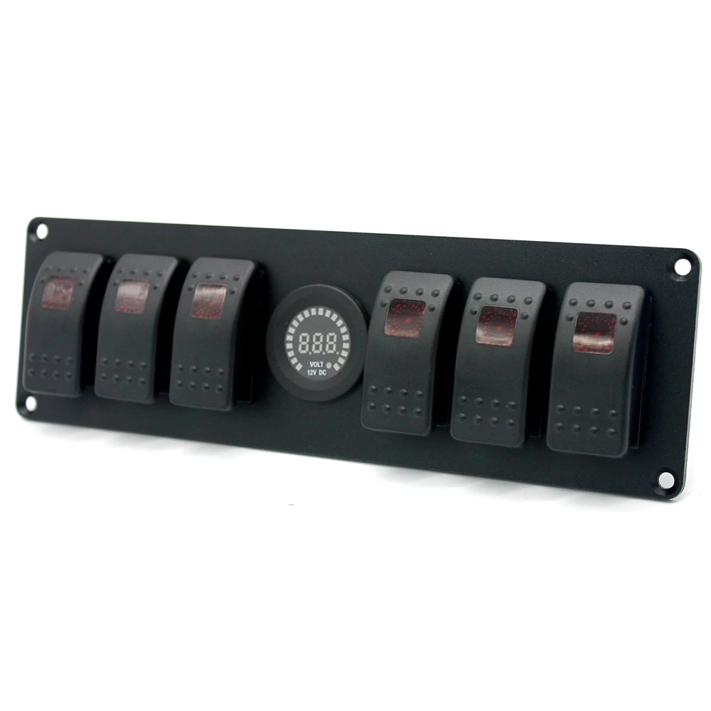 12В красный синий светодиодный автомобильный переключатель панель с цифровым