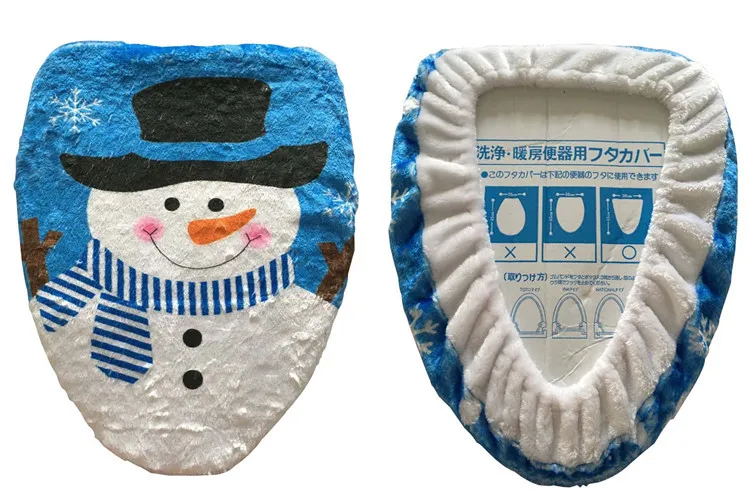 1 шт. чехол для унитаза с синим небом счастливым белым снеговиком на новый год