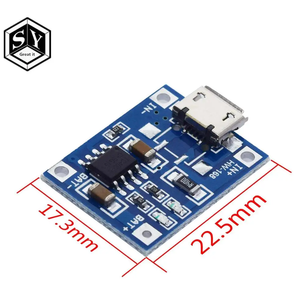 Type-c/Micro USB 5V 1A 18650 TP4056 модуль зарядного устройства для литиевых батарей зарядная плата с двухканальная видеокамера с защитой функции 1A литий-ионный аккумулятор - Цвет: TP405 MICRO