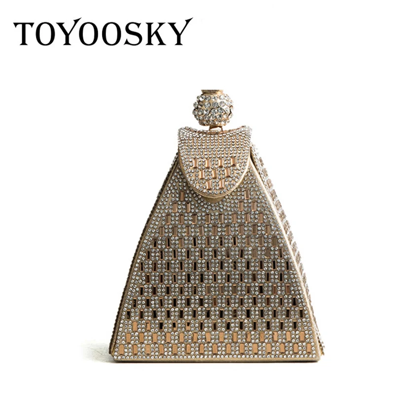 TOYOOSKY 2018 летний женский клатч кожаные сумки со стразами треугольная вечерняя